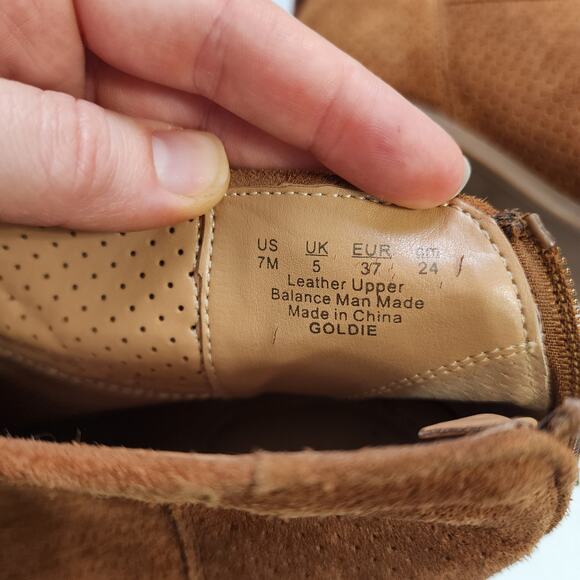 Franco Sarto Womens Goldie Peep Toe Heeled Booties Size 7 Brown Suede Leather - Picture 9 of 11